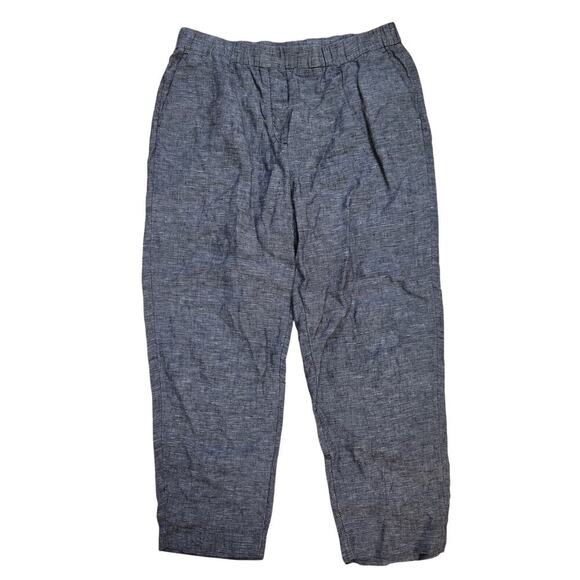 Trenery French Linen Cotton Size 12 Pants Blue Striped - Picture 1 of 9